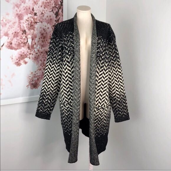Vertigo Chevron Print Knit Duster Cardigan Sweater Sz XL - Picture 2 of 4